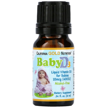 California Gold Nutrition, Baby Vitamin D3 Liquid, 10 mcg (400 IU), 0.34 fl oz (10 ml)
