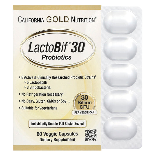 California Gold Nutrition, LactoBif 30, 30 Billion CFU, 60 Veggie Capsules
