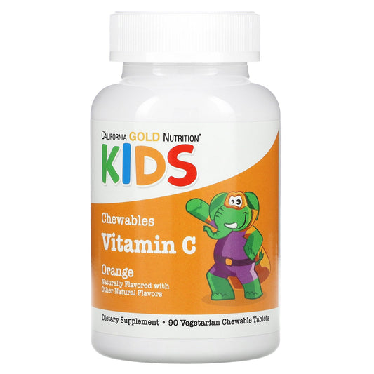 California Gold Nutrition, Chewable Vitamin C for Children, Orange, 90 Vegetarian Tablets