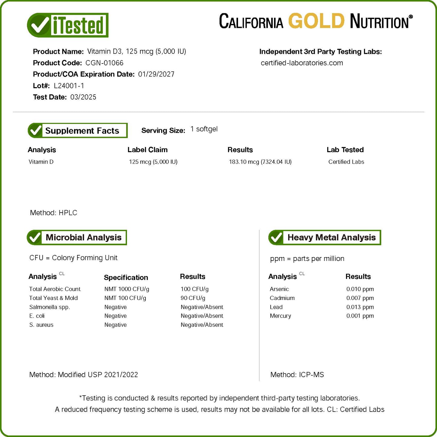 California Gold Nutrition, Vitamin D3, 125 mcg (5,000 IU), 360 Fish Gelatin Softgels