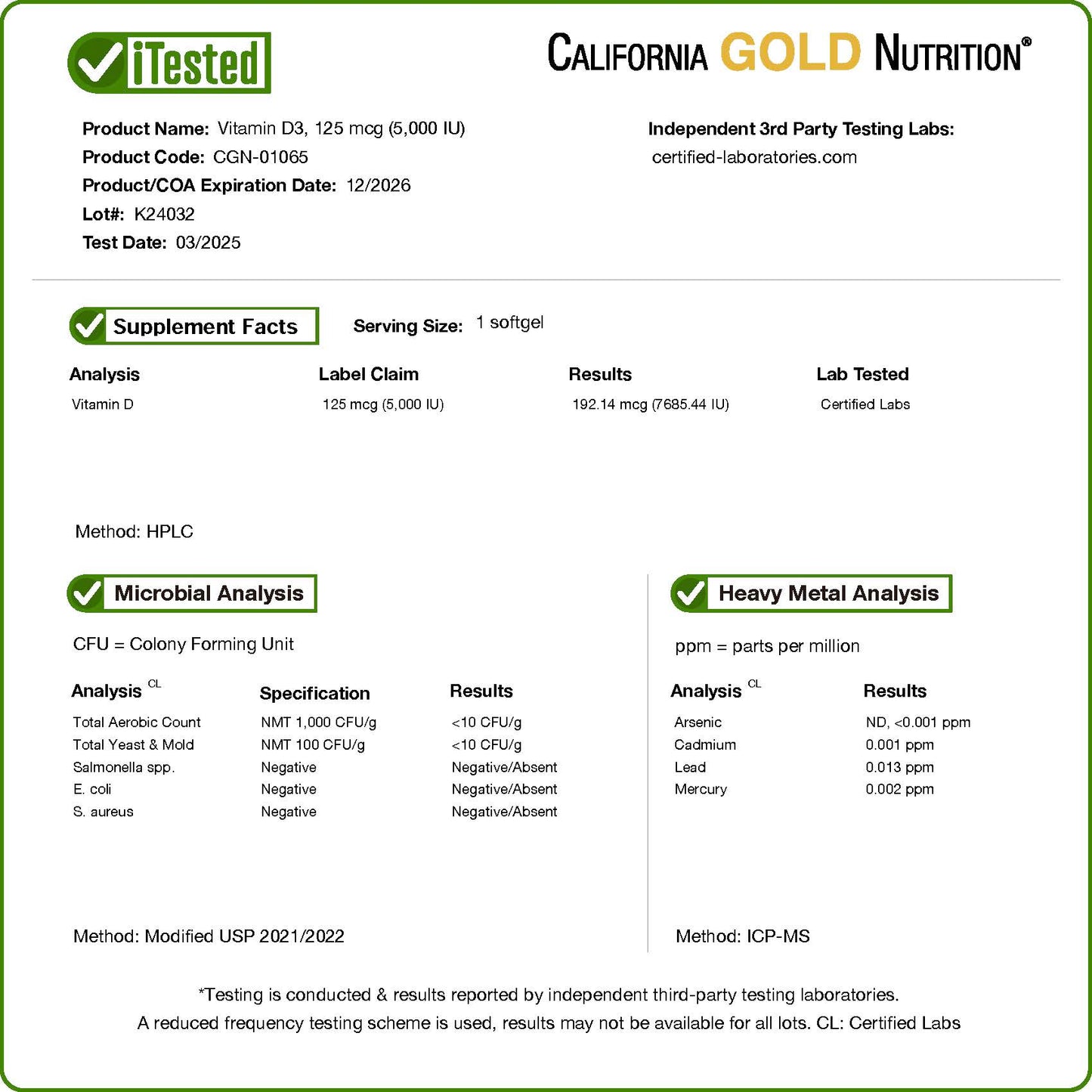 California Gold Nutrition, Vitamin D3, 125 mcg (5,000 IU), 90 Fish Gelatin Softgels