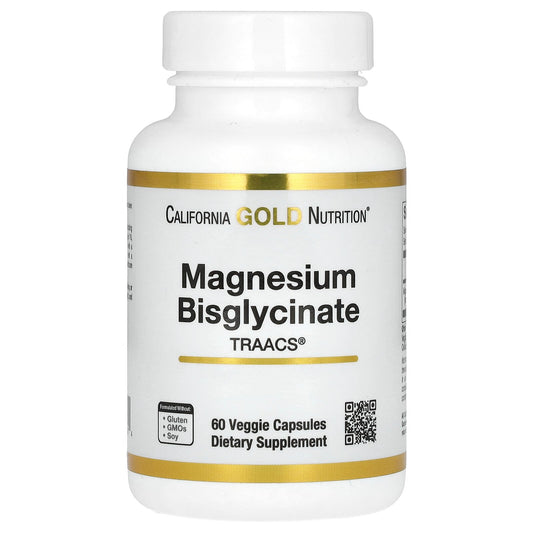 California Gold Nutrition, Magnesium Bisglycinate, Albion TRAACS, 200 mg, 60 Veggie Capsules (100 mg per Capsule)