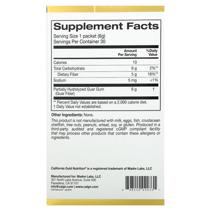 California Gold Nutrition, Prebiotic Fiber, 30 Packets, 0.21 oz (6 g) Each