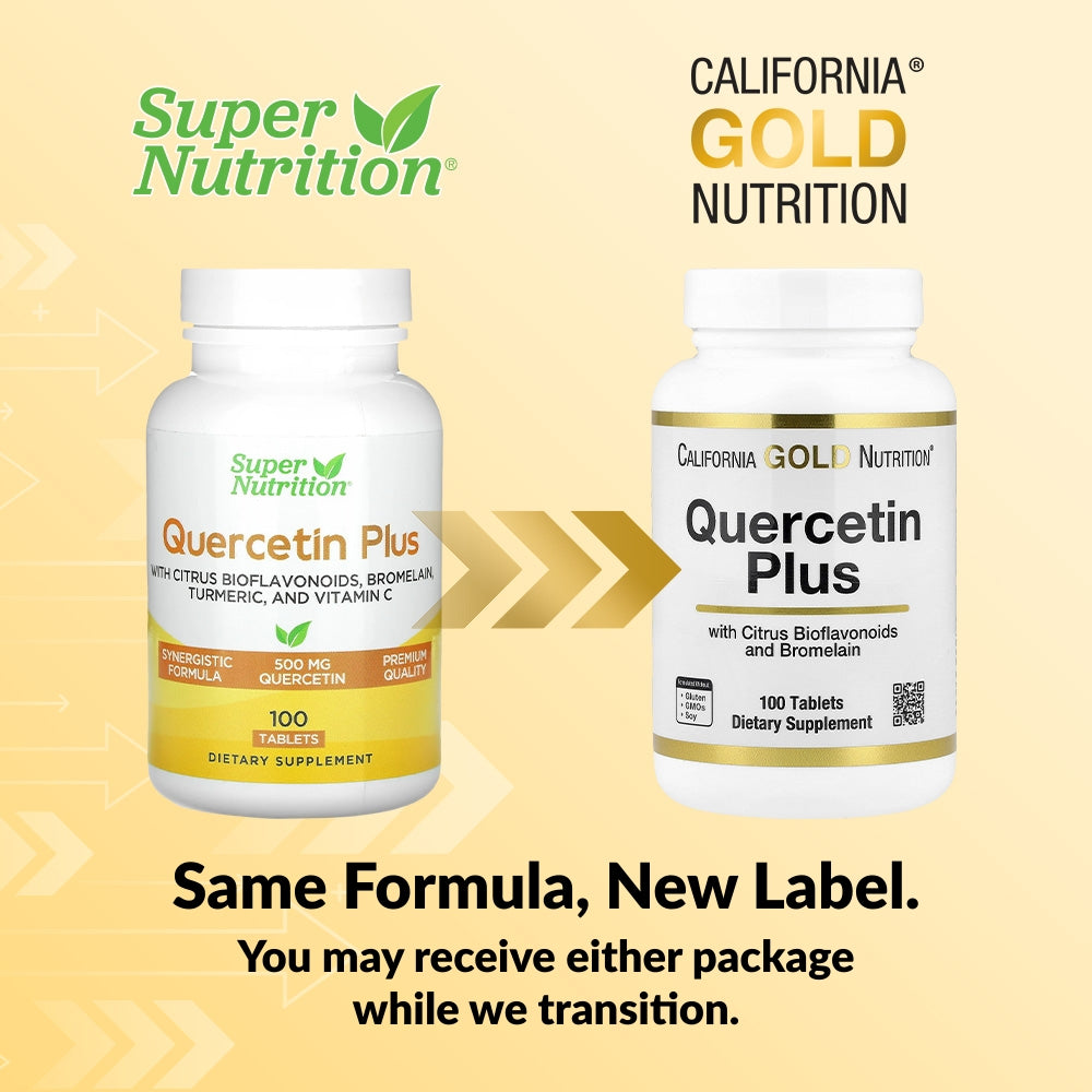 California Gold Nutrition, Quercetin Plus with Quercetin, Vitamin C, Citrus Bioflavonoids, Bromelain, Turmeric and Vitamin C, 100 Tablets