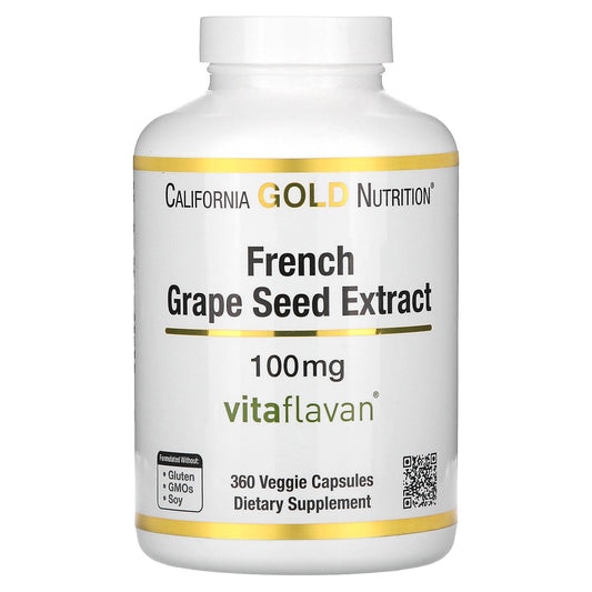 California Gold Nutrition, French Grape Seed Extract, Vitaflavan, 100 mg, 360 Veggie Capsules