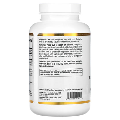 California Gold Nutrition, Magnesium Bisglycinate, Formulated with TRAACS, 200 mg, 240 Veggie Capsules (100 mg per Capsule)