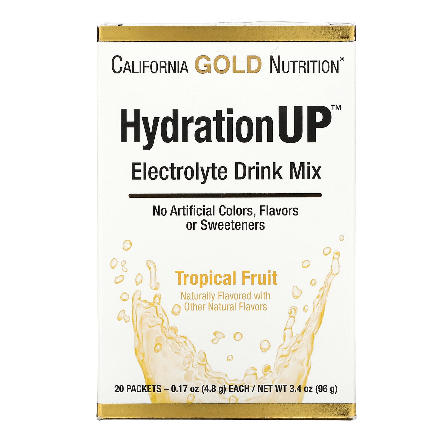 California Gold Nutrition, HydrationUP, Electrolyte Drink Mix, Tropical Fruit, 20 Packets, 0.17 oz (4.8 g) Each