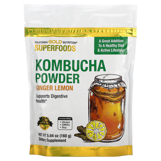 California Gold Nutrition, Superfoods, Kombucha Powder, Ginger Lemon, 5.64 oz (160 g)