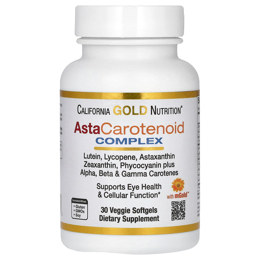 California Gold Nutrition, AstaCarotenoid Complex, Lutein, Lycopene, and Astaxanthin Complex, 30 Veggie Softgels