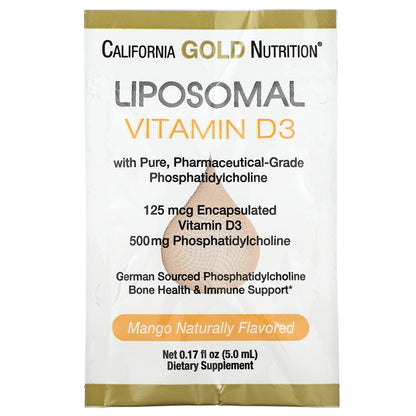 California Gold Nutrition, Liposomal Vitamin D3, 125 mcg (5,000 IU), 30 Packets, 0.17 fl oz (5 ml) Each