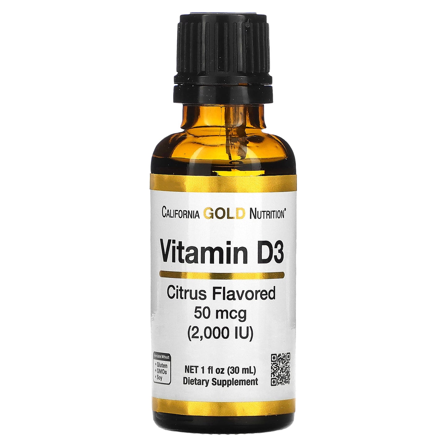 California Gold Nutrition, Vitamin D3, Citrus, 2,000 IU, 1 fl oz (30 ml)