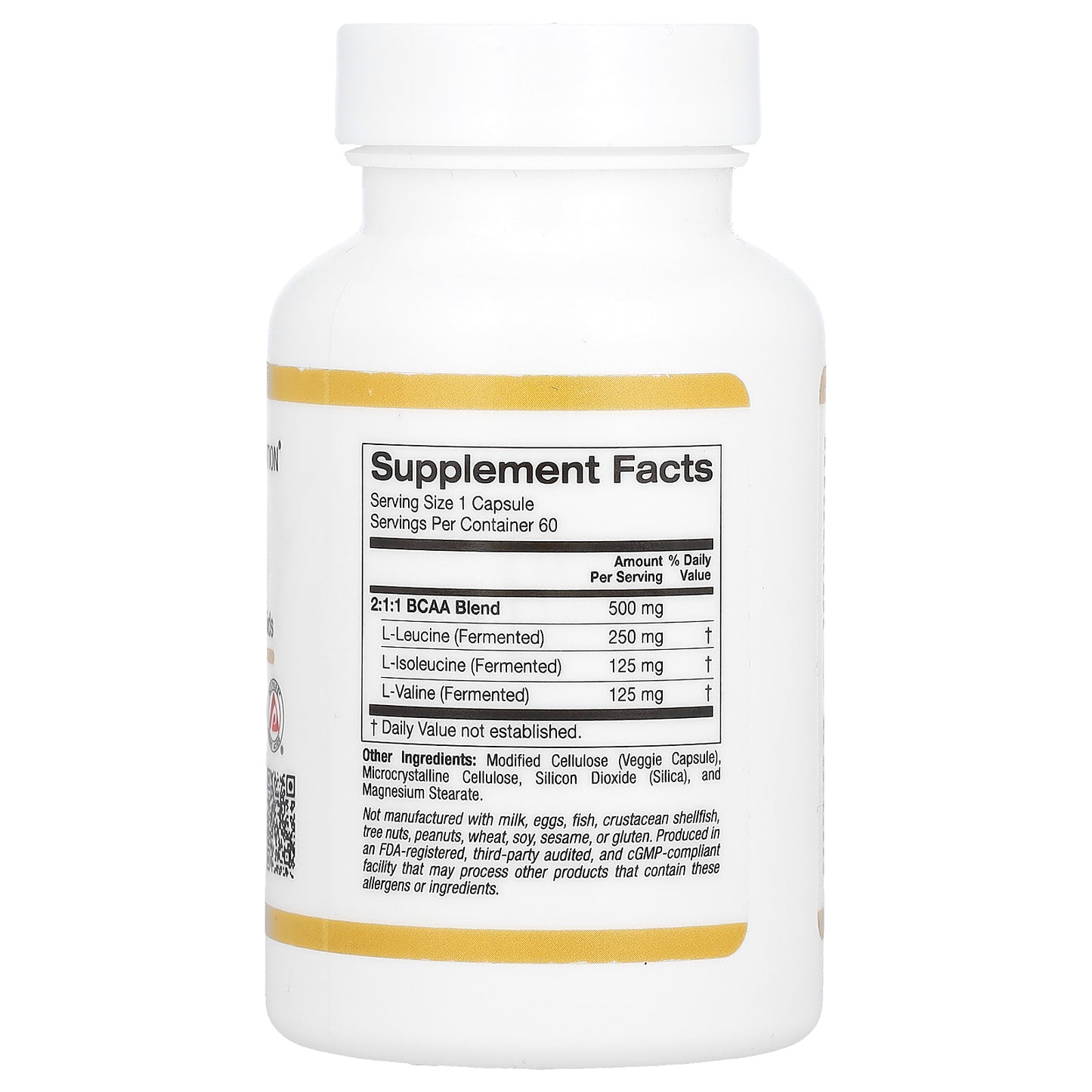 California Gold Nutrition, BCAA, AjiPure® Branched Chain Amino Acids 2:1:1 with L-Leucine, L-Isoleucine, and L-Valine, 500 mg, 60 Veggie Capsules