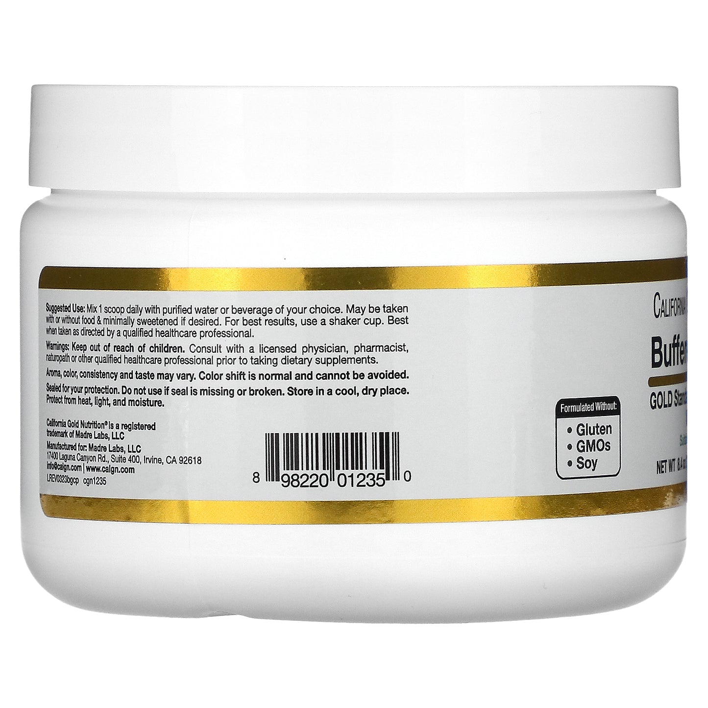 California Gold Nutrition, Buffered Gold C®, Non-Acidic Vitamin C Powder, Sodium Ascorbate, 8.4 oz (238 g)