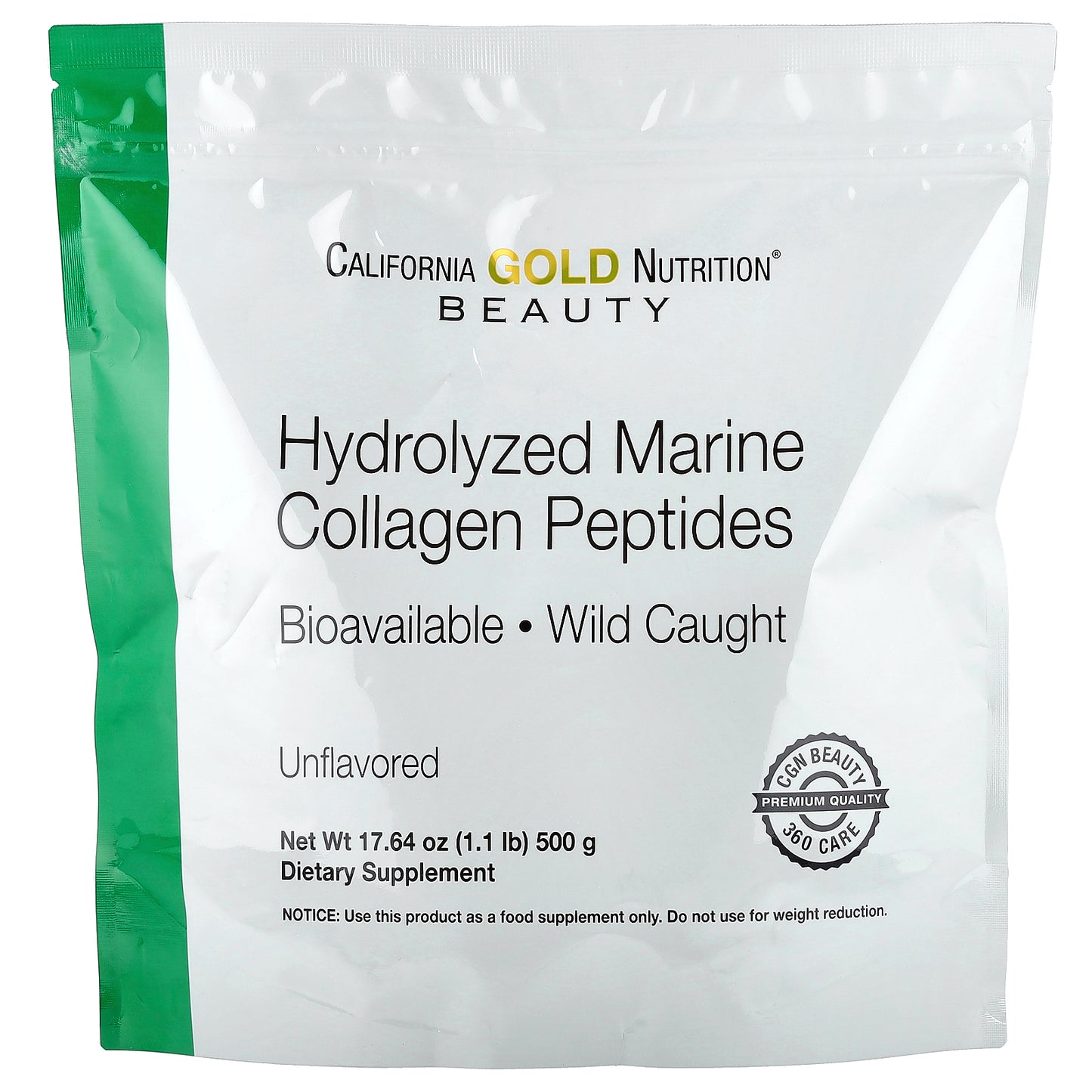 California Gold Nutrition, Hydrolyzed Marine Collagen Peptides, Unflavored, 1.1 lb (500 g)