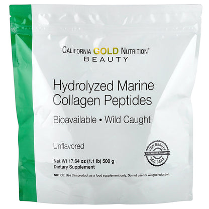 California Gold Nutrition, Hydrolyzed Marine Collagen Peptides, Unflavored, 1.1 lb (500 g)