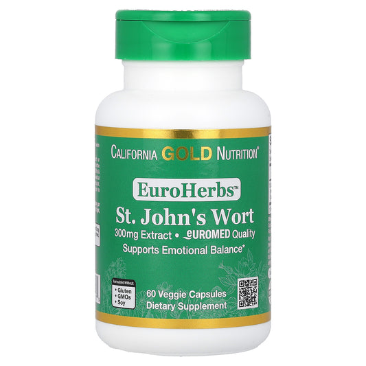 California Gold Nutrition, EuroHerbs, St. John's Wort Extract, Euromed Quality, 300 mg, 60 Veggie Capsules