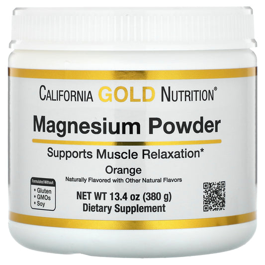 California Gold Nutrition, Magnesium Powder Beverage, Orange, 13.4 oz (380 g)
