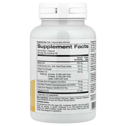 California Gold Nutrition, SimplyOne®, Complete Enzymes with Betaine HCl, Ox Bile Extract, Full-Spectrum Enzymes, and Bromelain, 90 Capsules