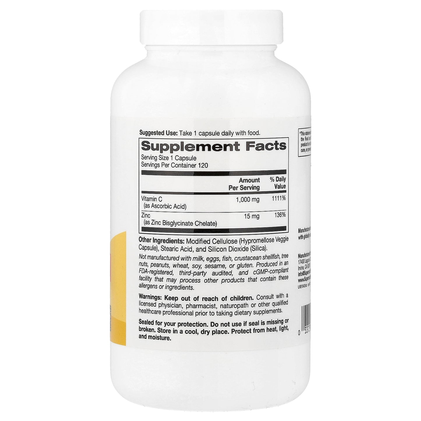 Super Nutrition, C-1000 & Zinc Immune, 120 Veggie Capsules