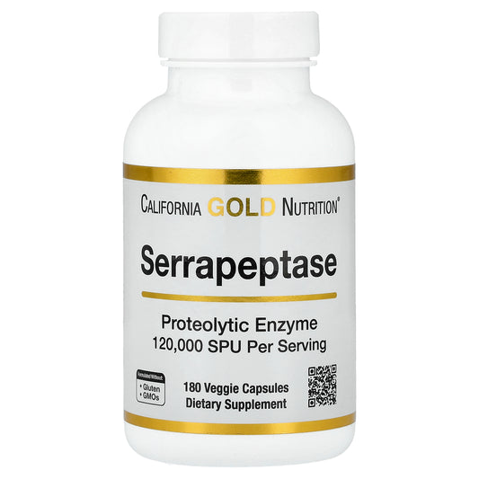 California Gold Nutrition, Serrapeptase, Proteolytic Enzyme, 120,000 SPUs, 180 Veggie Capsules