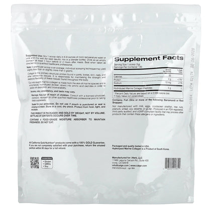 California Gold Nutrition, Hydrolyzed Marine Collagen Peptides, Unflavored, 1.1 lb (500 g)