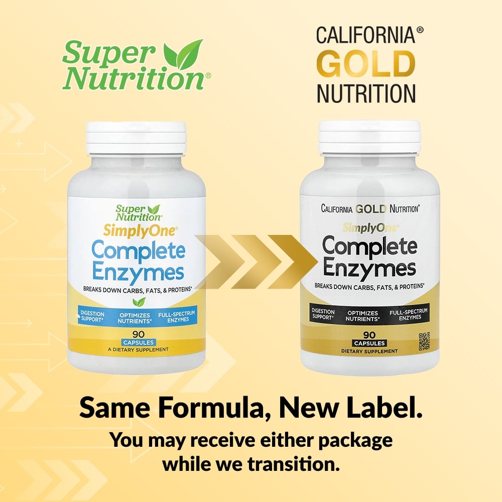California Gold Nutrition, SimplyOne®, Complete Enzymes with Betaine HCl, Ox Bile Extract, Full-Spectrum Enzymes, and Bromelain, 90 Capsules