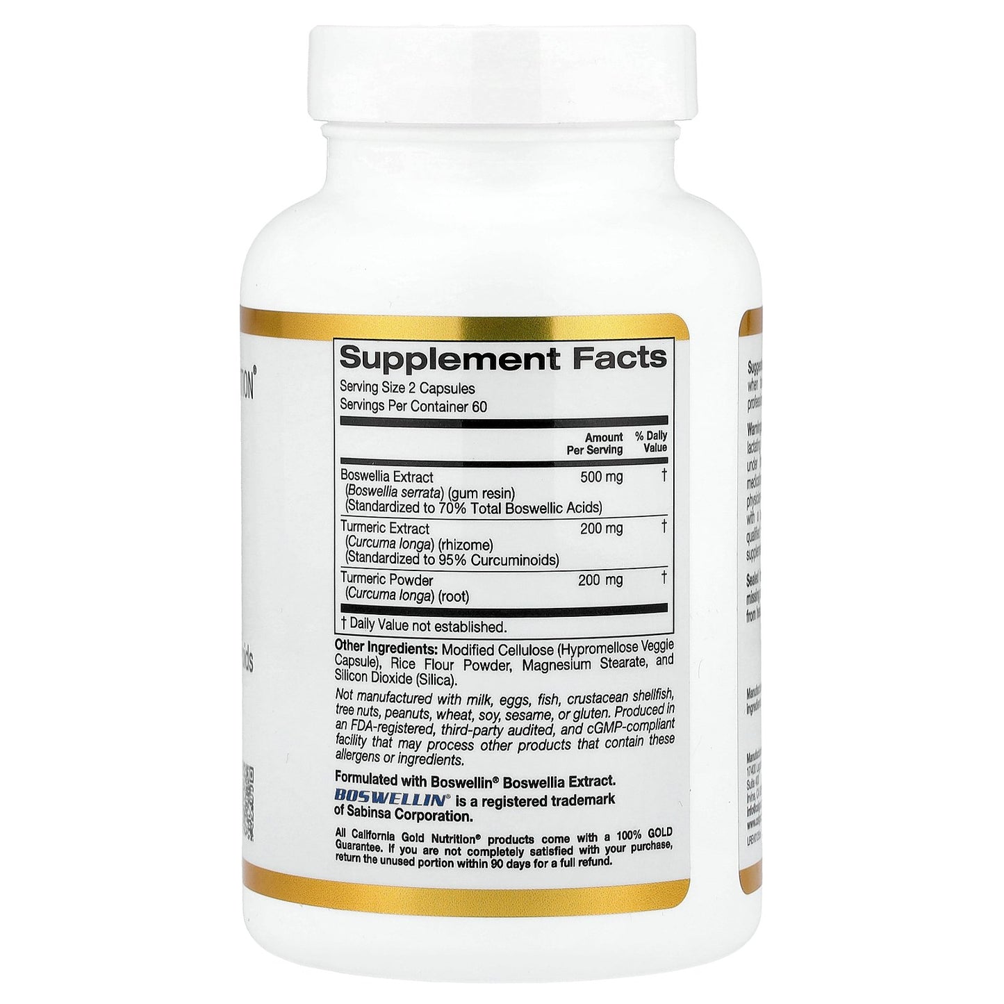 California Gold Nutrition, Boswellia Extract, Turmeric Curcumin Complex with Turmeric Extract and Turmeric Powder, 120 Veggie Capsules