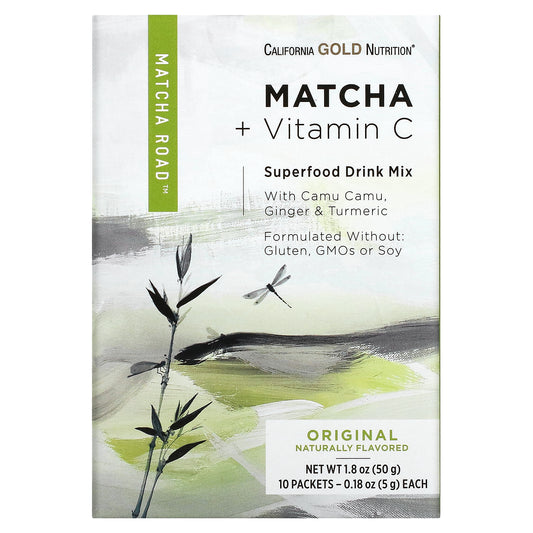 California Gold Nutrition, Matcha Road, Matcha + Vitamin C, Original, 10 Count