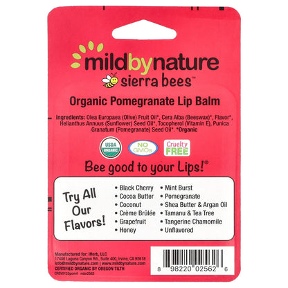 Mild By Nature, Sierra Bees™, Organic Lip Balms, Pomegranate, 4 Pack, 0.15 oz (4.25g) Each