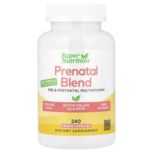 Super Nutrition, Prenatal Multivitamin with Super Greens, Spice Complex, Vitamin C, Choline and Folate, 240 Veggie Capsules