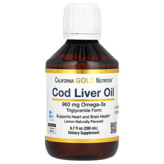 California Gold Nutrition, Norwegian Cod Liver Oil Liquid, Natural Lemon, 6.7 fl oz (200 ml)