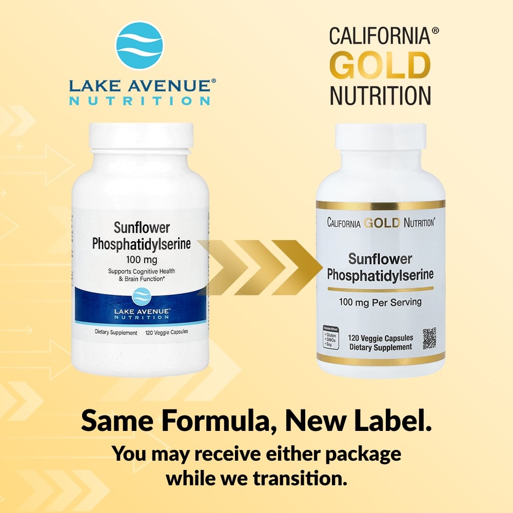 California Gold Nutrition, Sunflower Phosphatidylserine, 100 mg, 120 Veggie Capsules