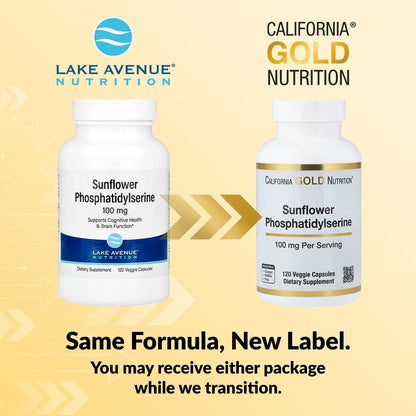 California Gold Nutrition, Sunflower Phosphatidylserine, 100 mg, 120 Veggie Capsules