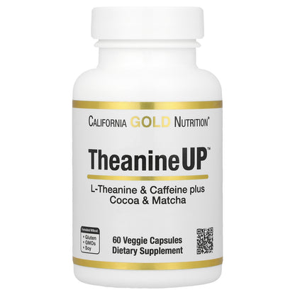 California Gold Nutrition, TheanineUP™, L-Theanine & Caffeine Plus Cocoa, and Matcha, 60 Veggie Capsules