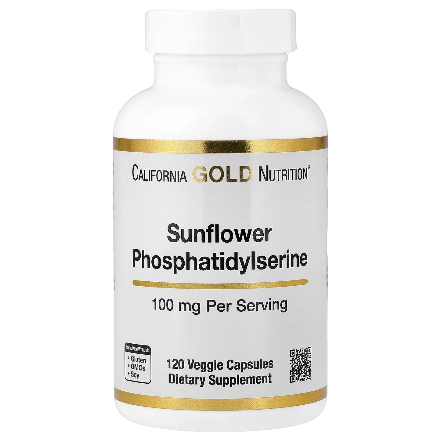 California Gold Nutrition, Sunflower Phosphatidylserine, 100 mg, 120 Veggie Capsules