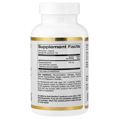 California Gold Nutrition, Sunflower Phosphatidylserine, 100 mg, 120 Veggie Capsules