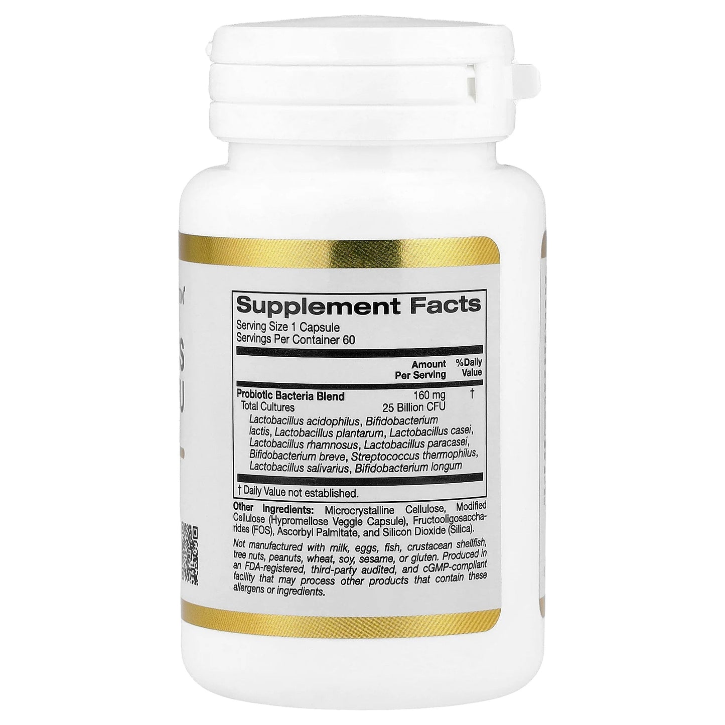 California Gold Nutrition, Probiotics with Lactobacillus acidophilus, Bifidobacterium lactis, Lactobacillus plantarum, and Lactobacillus casei, 10 Strain Blend, 25 Billion CFU, 60 Veggie Capsules