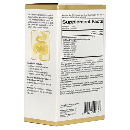 California Gold Nutrition, LactoBif® 30 Probiotics, 30 Billion CFU, 60 Veggie Capsules