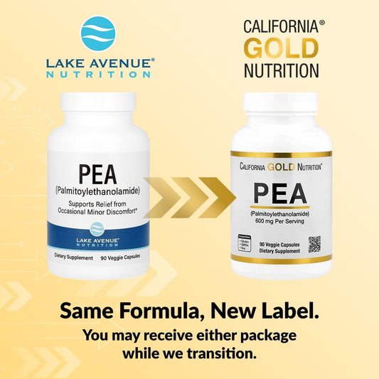 California Gold Nutrition, PEA (Palmitoylethanolamide), 90 Veggie Capsules (300 mg per Capsule)