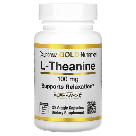 California Gold Nutrition, L-Theanine, Featuring AlphaWave, 100 mg, 30 Veggie Capsules