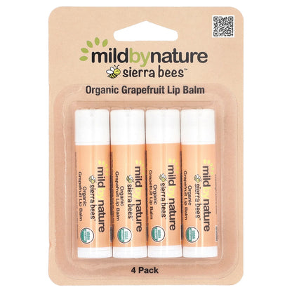 Mild By Nature, Sierra Bees™, Organic Lip Balms, Grapefruit, 4 Pack, 0.15 oz (4.25 g) Each