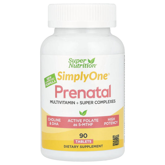 Super Nutrition, Simply One®, Prenatal Multivitamin with Super Greens, Spices, Vitamin A, and Folate, 90 Tablets