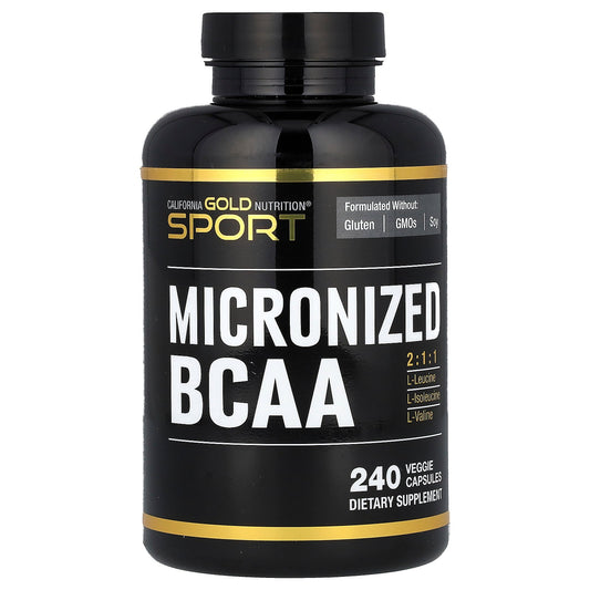 California Gold Nutrition, Micronized BCAA, Branched Chain Amino Acids, 500 mg, 240 Veggie Capsules (250 mg per Capsule)