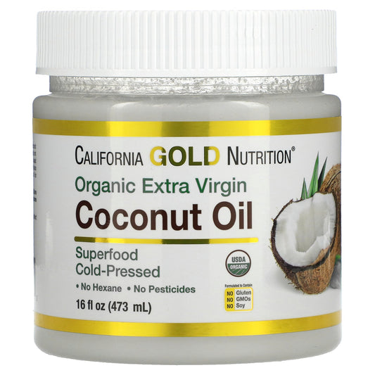 California Gold Nutrition, Superfoods, Cold Pressed Organic Virgin Coconut Oil, 16 fl oz (473 ml)