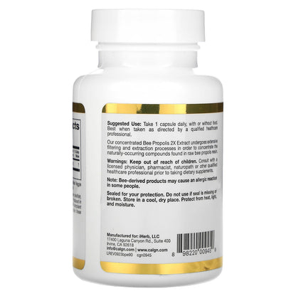 California Gold Nutrition, Bee Propolis 2X, Concentrated Extract, 500 mg, 90 Veggie Caps