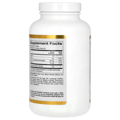 California Gold Nutrition, Hydrolyzed Collagen Peptides, Type I & III, and Vitamin C, 250 Tablets