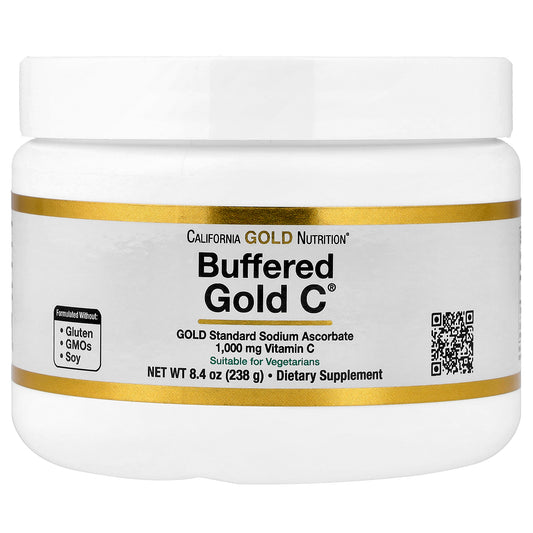 California Gold Nutrition, Buffered Gold C®, Non-Acidic Vitamin C Powder, Sodium Ascorbate, 8.4 oz (238 g)