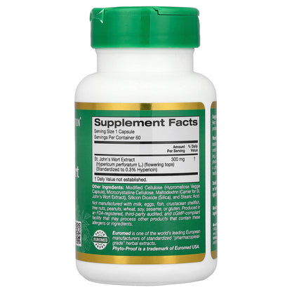 California Gold Nutrition, EuroHerbs™, St. John's Wort Extract, Euromed Quality, 300 mg, 60 Veggie Capsules