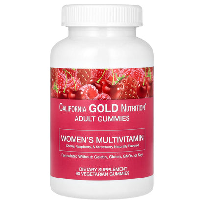 California Gold Nutrition, Women’s Multivitamin Gummies, Cherry, Strawberry, and Raspberry Flavors, 90 Gummies