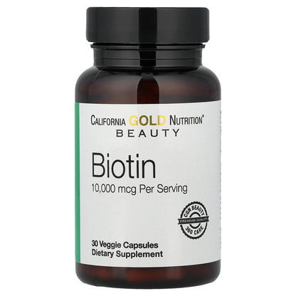 California Gold Nutrition, Biotin, 10,000 mcg, 30 Veggie Capsules